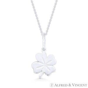 4-Leaf Shamrock Irish Luck Charm Pendant in .925 Sterling Silver